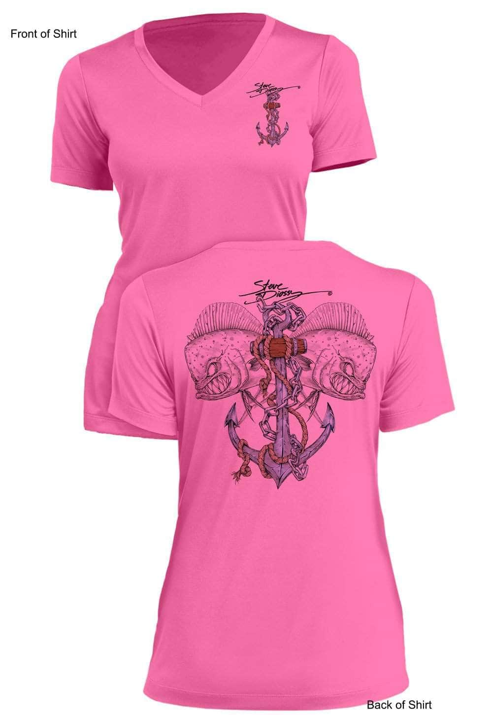 Mahi Anchor Color- Ladies Short Sleeve V-Neck-100% Polyester